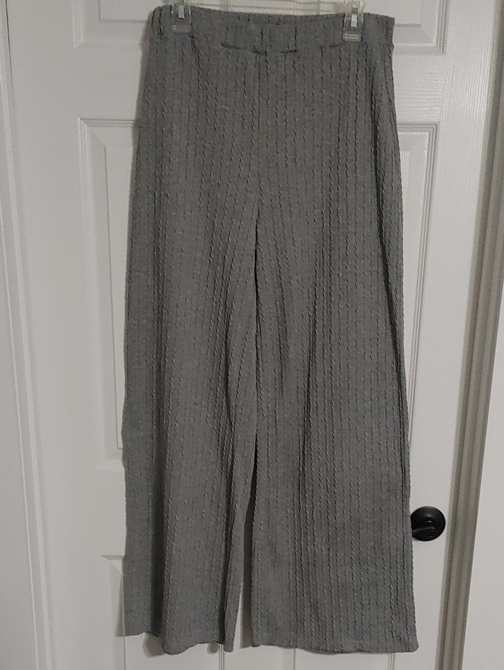 Hunter & Brown Cable Knit High Rise Wide Leg Pants Gray Women's Size Large